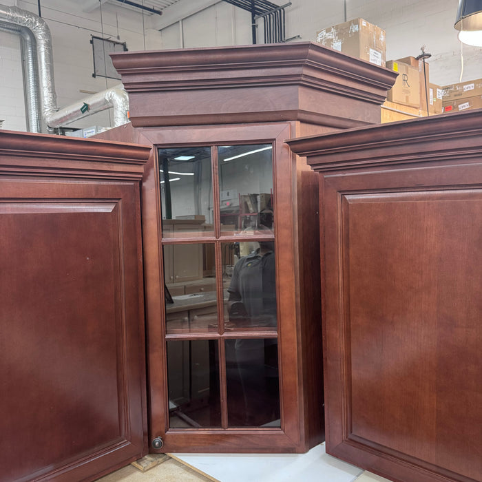 Cherry-Stained Raised Panel Cabinet Set W/ Island