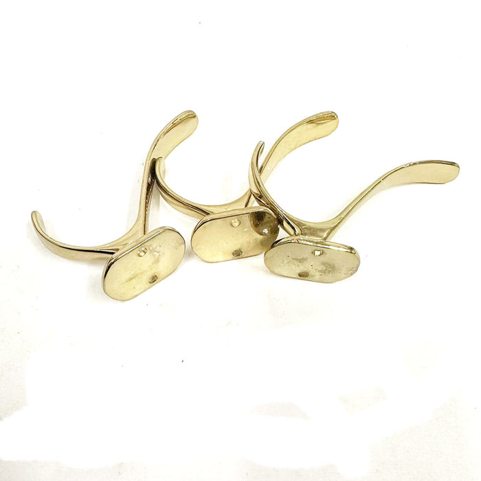 Wall Mount Hook Polished Brass Lot of 3