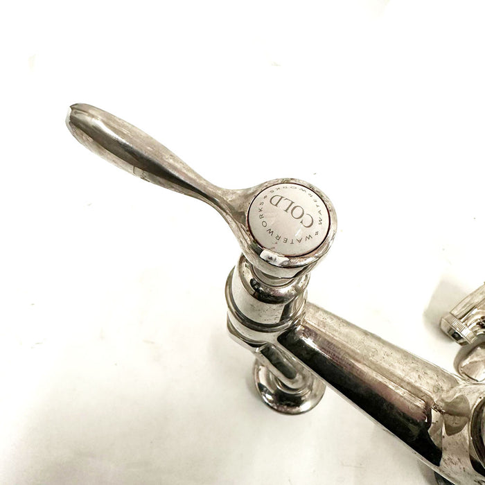 Waterworks Easton Classic 2 Hole Bridge Kitchen Faucet Lever Handles & Spray