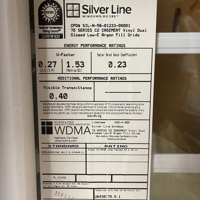 Silver Line Vinyl Double Casemnet Window