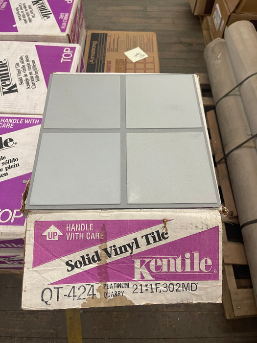 Lot of Kentile Solid Vinyl Tile "Platinum Quarry" ~1,000 Sq.Ft.