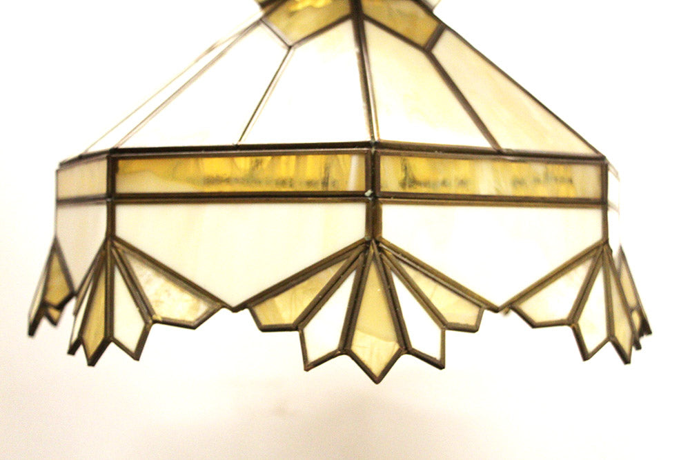 Vintage Tiffany Style Stained Glass Pendant 1960's Bohemian Art Deco Revival