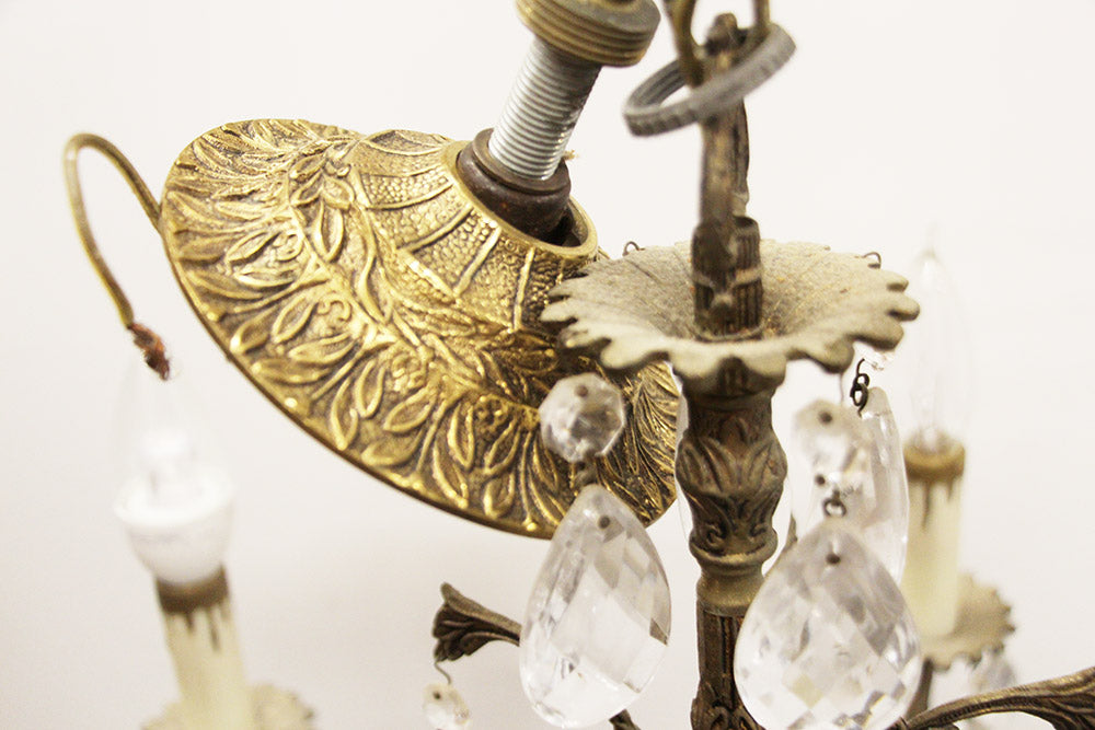 Antique Spanish Brass 6 Light Chandelier