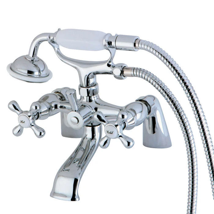 Kingston Brass Kingston Deck Mounted Clawfoot Tub Filler with Built-In Diverter - Includes Hand Shower