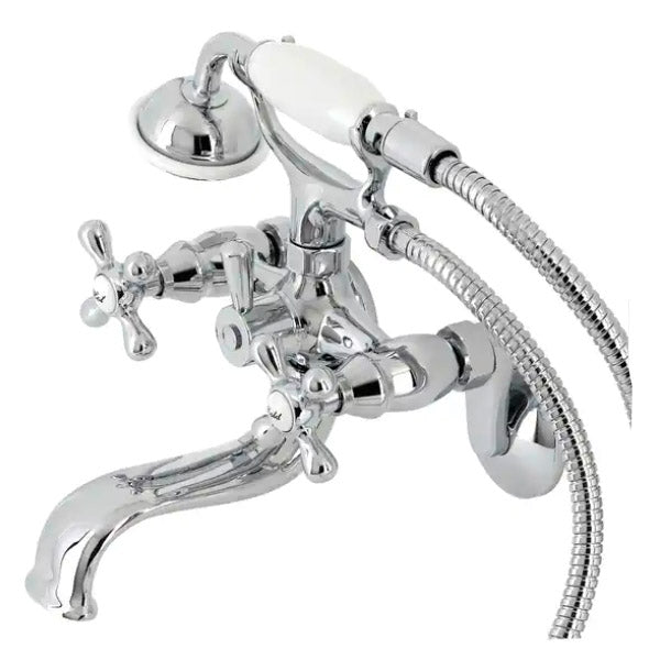 Kingston Brass Kingston Deck Mounted Clawfoot Tub Filler with Built-In Diverter - Includes Hand Shower