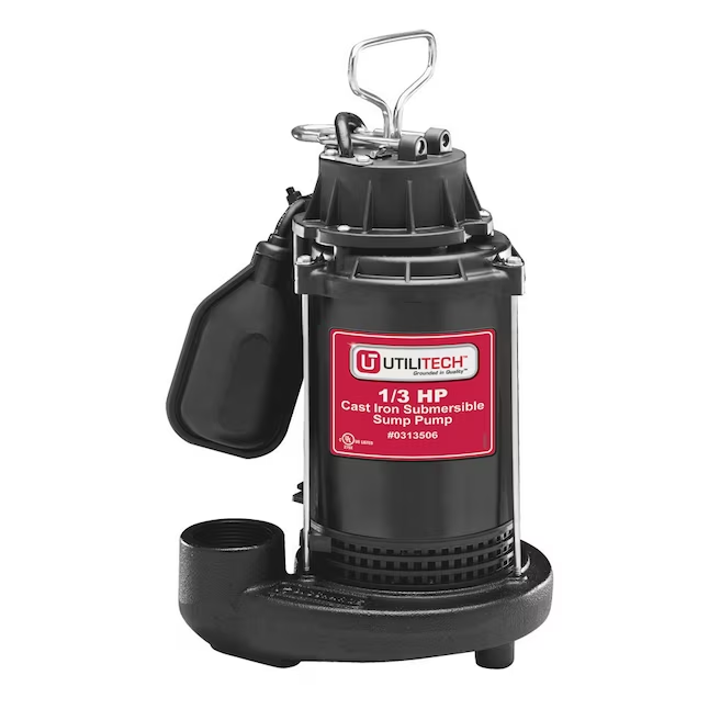Utilitech Sump Pump 1/3 HP #0313506 Cast Iron Submersible