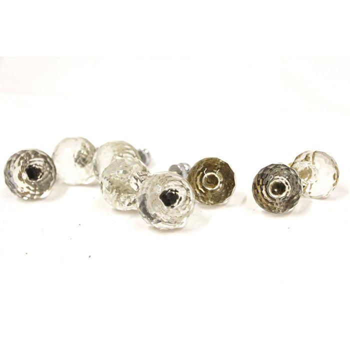 Faceted Crystal Drawer Knobs w Chrome Shanks lot of 8