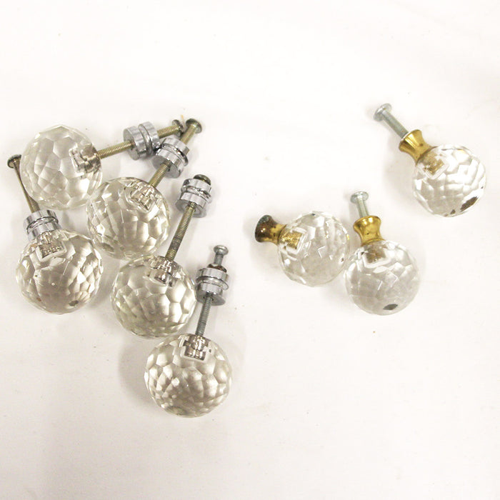 Faceted Crystal Drawer Knobs w Chrome Shanks lot of 8