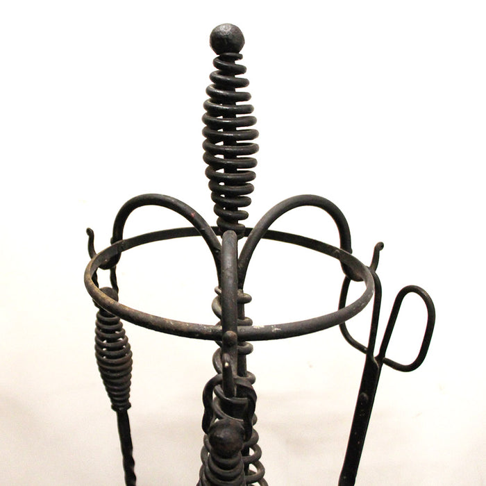 Cast Iron Fireplace Tools Set of 3 w Stand Twisted Cast Iron Swirl Design Beautiful