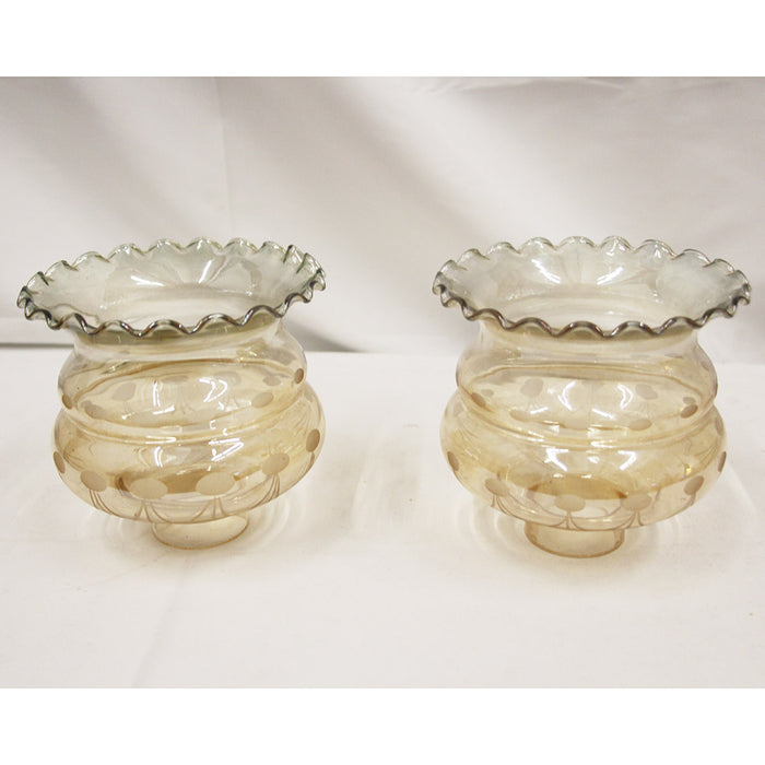 Pair of Vintage Sconce Fitter Shades - Iridescent Glass