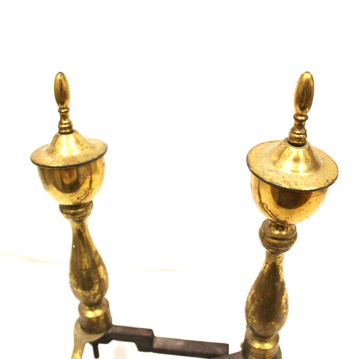 Vintage Brass Andirons Small 15" Fireplace Accessories