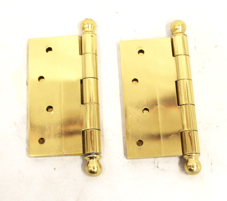 4" Brass Hinges w. Ball Top Finial