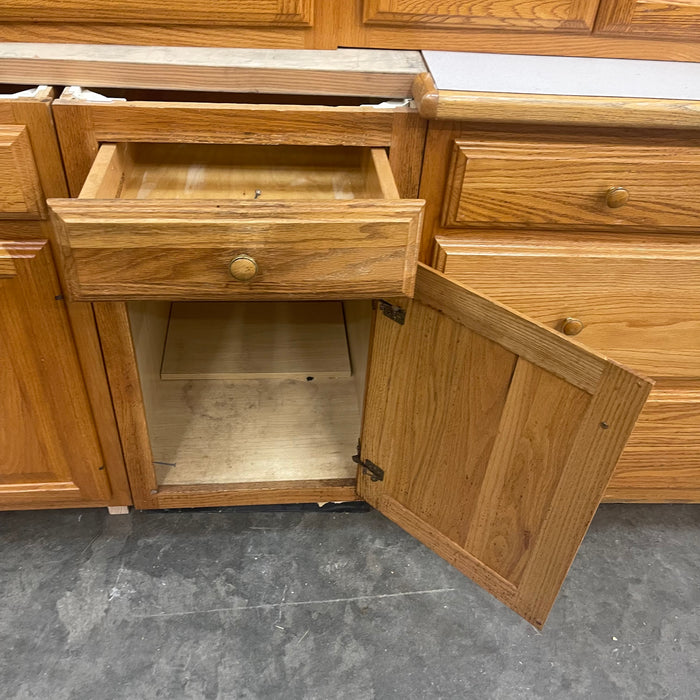 Traditional Oak Finished Raised Panel Cabinet Set