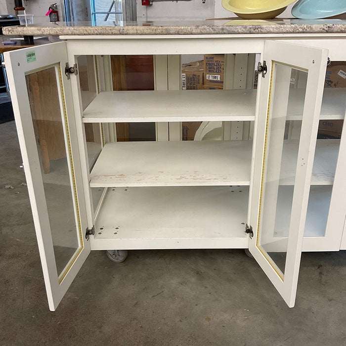 Kitchen Island/Display Case w/Granite Counter Top & Casters