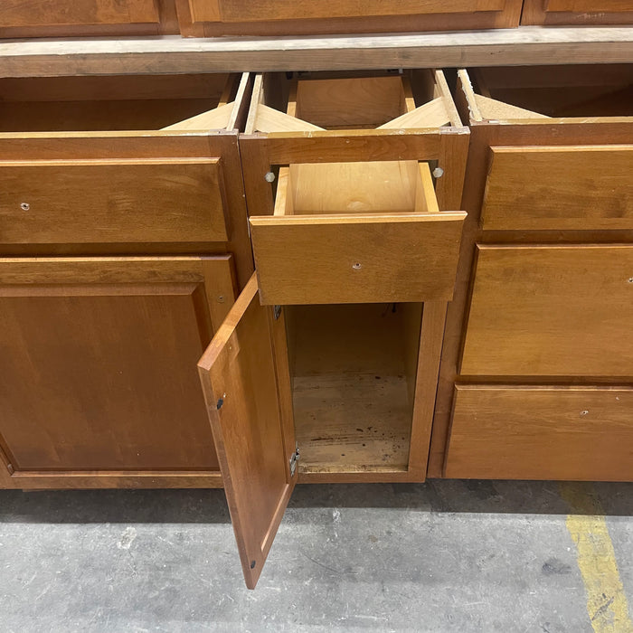 Traditional Raised Panel Honey Maple-Stained Cabinet Set