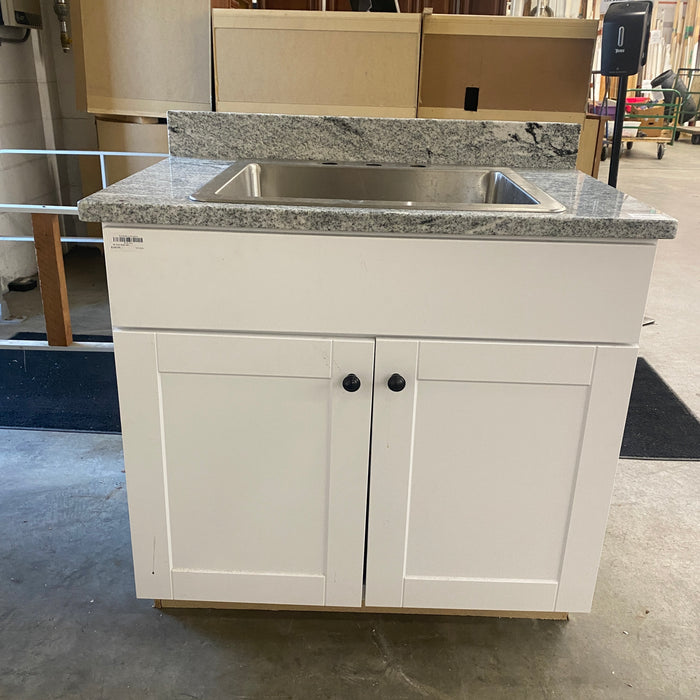 36" Sink Base with Granite Countertop and Stainless Steel Sink