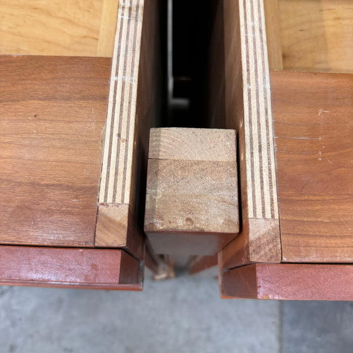 Cherry Maple-Stained Cabinet Set W/ Island and Glass Doors