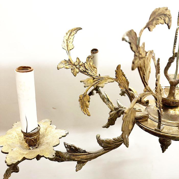 Antique Spanish Brass 5 Light Chandelier Ornate Eastlake Floral