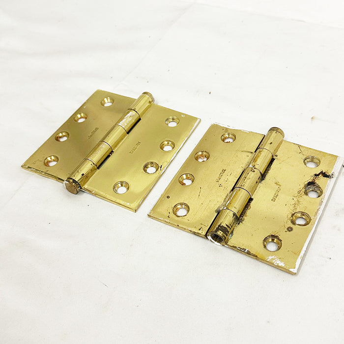 Baldwin 4.5" Polished Brass Hinges PAIR missing Finials