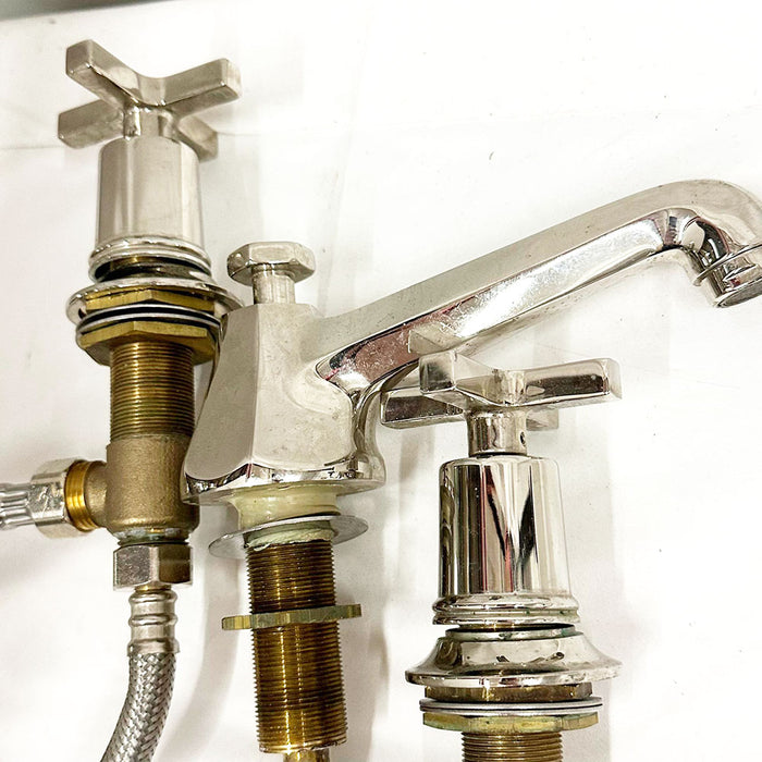Polished Chrome Widespread Bathroom Faucet with Cross top Handles