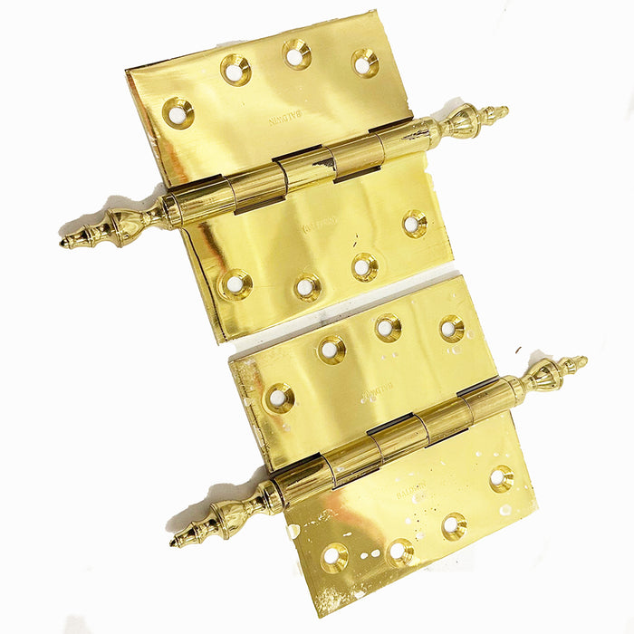 Baldwin 4.5" Polished Brass Hinge w Steeple Finial