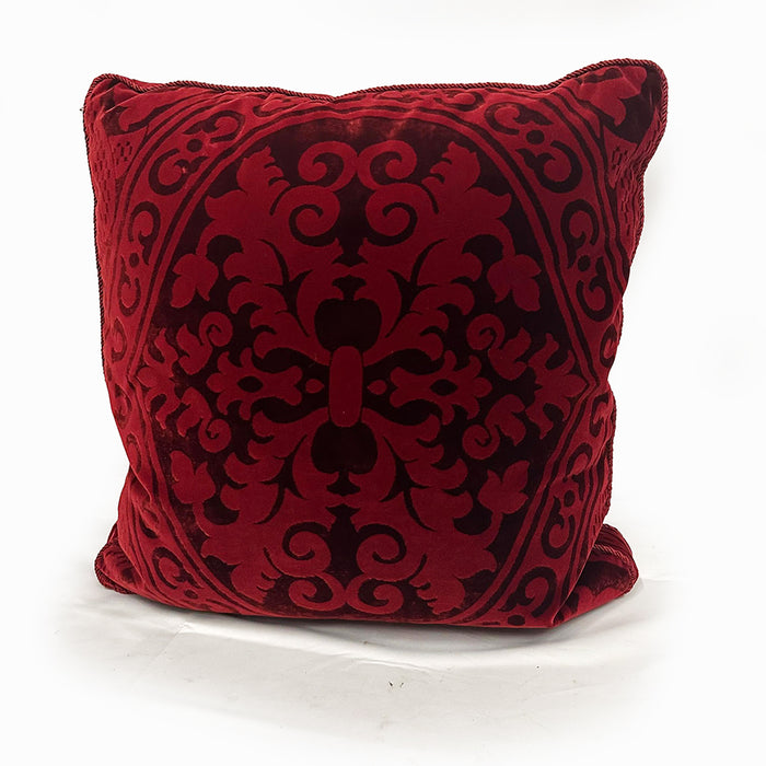 18" Velvet Textured Pattern Throw Pillow Deep Red