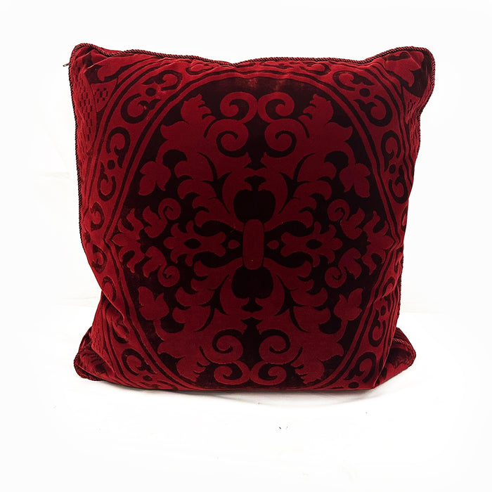 18" Velvet Textured Pattern Throw Pillow Deep Red