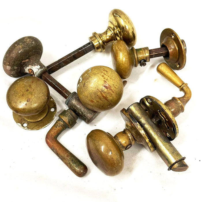 Bulk Lot Antique Solid Brass Closet Knobs & Levers Corbin Russwin
