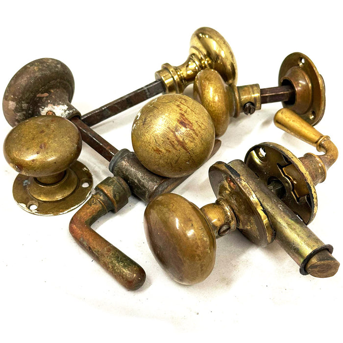 Bulk Lot Antique Solid Brass Closet Knobs & Levers Corbin Russwin