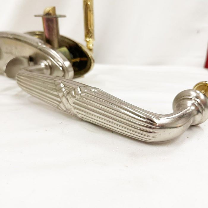 Emtek Exterior door handle set w/deadbolt poished brass/satin nickel
