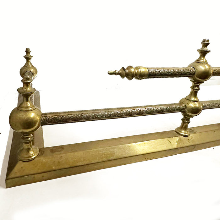 Antique Fireplace Guard With Ornate Solid Brass Railings  40 x 14 x 9"
