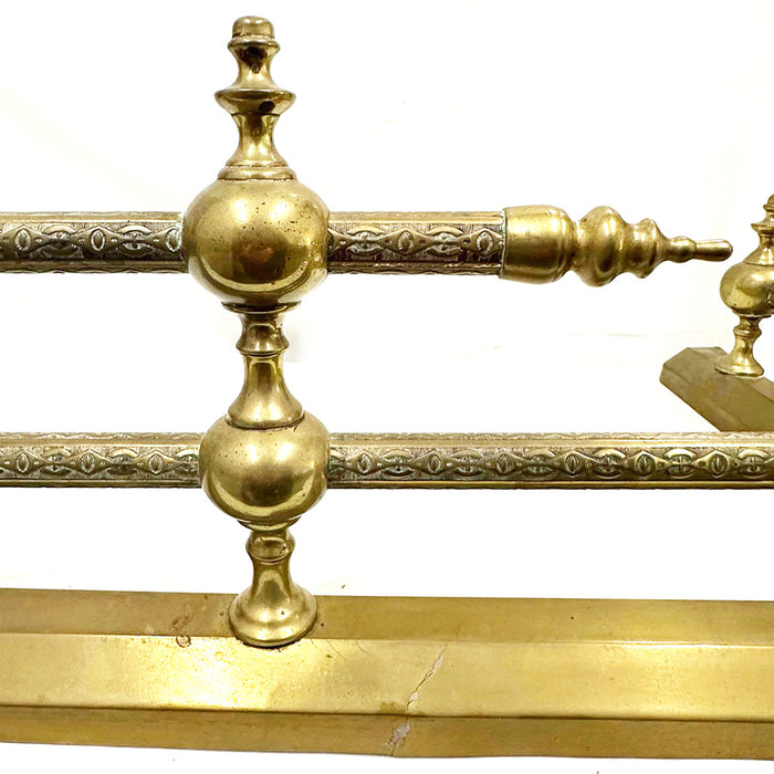 Antique Fireplace Guard With Ornate Solid Brass Railings  40 x 14 x 9"