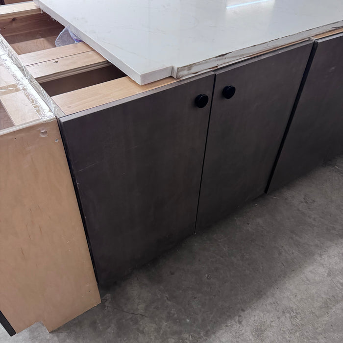 Modern Dark Walnut-Stained Cabinet Set w/ Granite