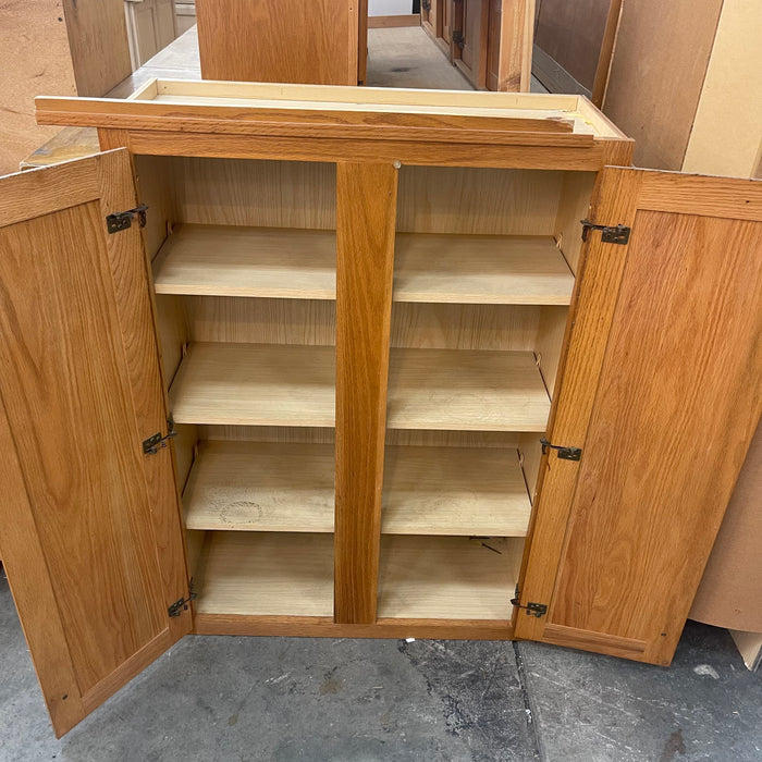 Traditional Oak Finished Raised Panel Cabinet Set