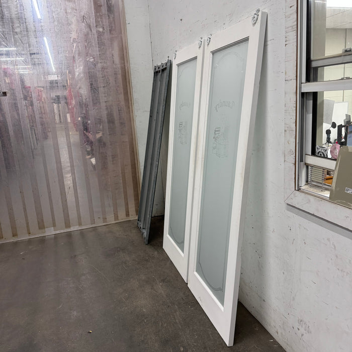 Set Of Shaker Style Sliding Laundry Doors w/ Frosted Glass