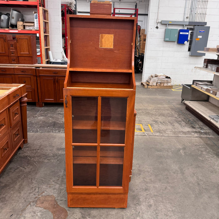 Cherry Maple-Stained Cabinet Set W/ Island and Glass Doors