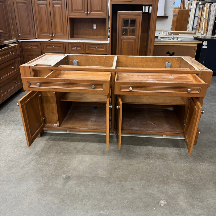 Traditional Maple-Stained Raised Panel Cabinet Set w/ Island