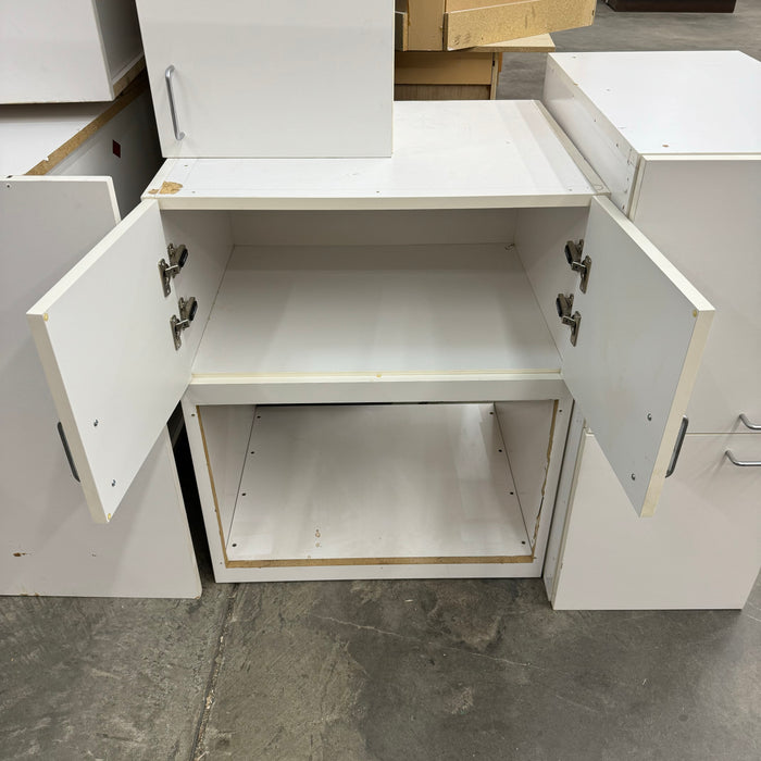 Modern White Cabinet Set w/ Brushed Nicke Hardware