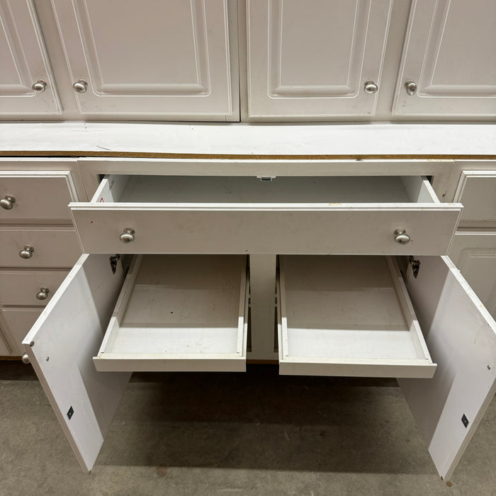 Traditional White Raised Panel Cabinet Set