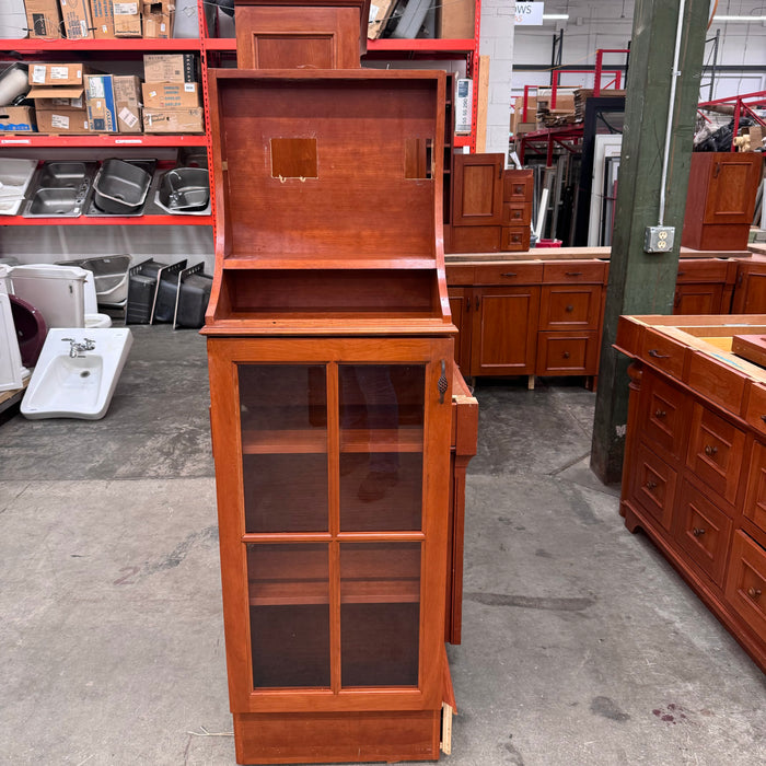 Cherry Maple-Stained Cabinet Set W/ Island and Glass Doors