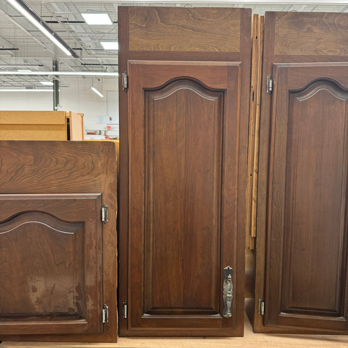 Mahogany-Stained Cabinet Set w/ Cathedral Arched Raised Paneling