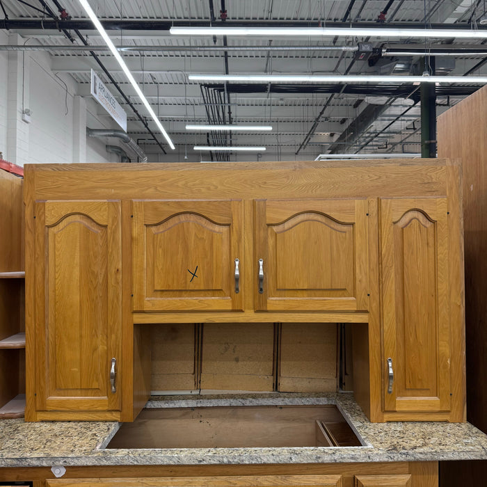 Oak Cathedral Arched Raised Panel Cabinet Set w/ Penninsula