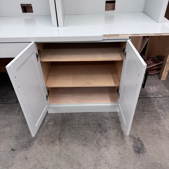 Grey Modern Built In Desk + Bookcase Set