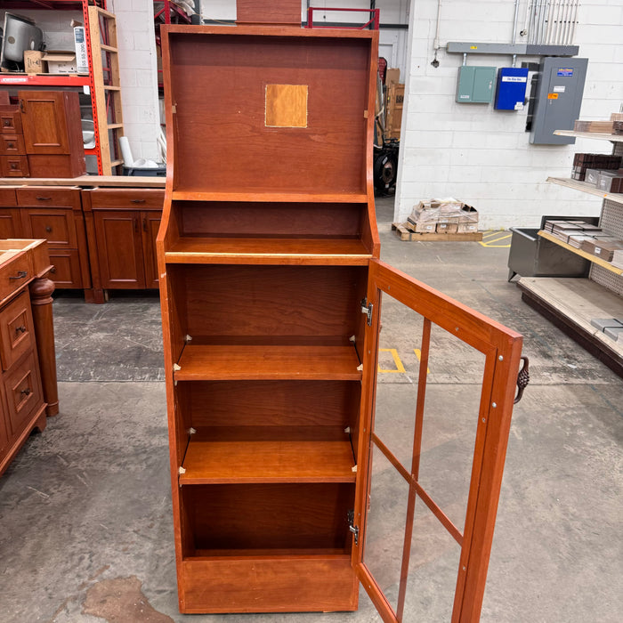 Cherry Maple-Stained Cabinet Set W/ Island and Glass Doors