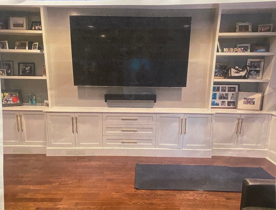 Large White and Gray Built-In Entertainment Console