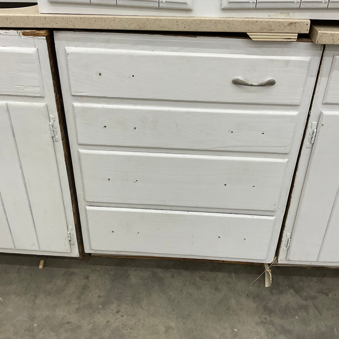 Painted White Paneled Cabinet Set w/Countertop
