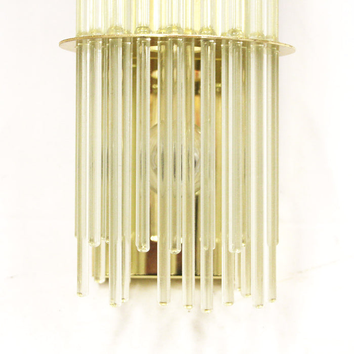 Antique Art Deco Bathroom Vanity Light Hand Blown Glass Rods & Brass