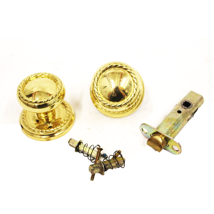 Brass Braided Door Knob Set w Tube Latch