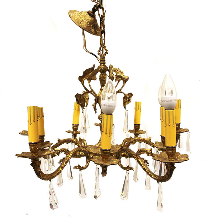 Antique Spanish Brass 10 Light Chandelier 