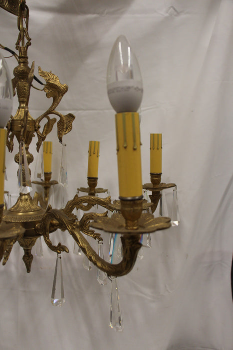 Antique Spanish Brass 10 Light Chandelier Mid Century STUNNING